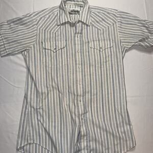 Vintage Ranch & Town western work shirt shirt sleeve pearl snap L Old